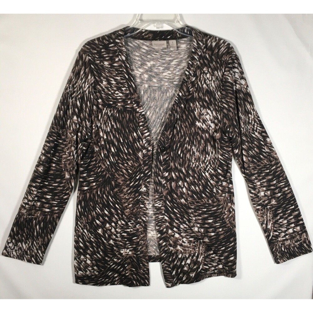 Easywear By Chicos Women Sz Small Leopard Print Lightweight Cardigan One Button